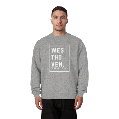 Westhoven Koordinaten (großer Druck auf der Brust) - Organic Oversize Sweatshirt