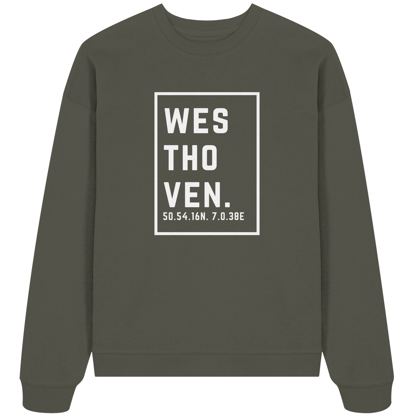 Westhoven Koordinaten (großer Druck auf der Brust) - Organic Oversize Sweatshirt