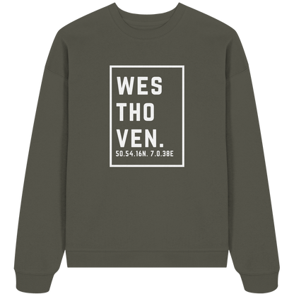 Westhoven Koordinaten (großer Druck auf der Brust) - Organic Oversize Sweatshirt