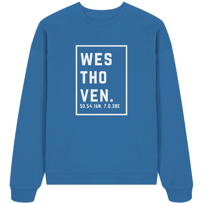 Westhoven Koordinaten (großer Druck auf der Brust) - Organic Oversize Sweatshirt