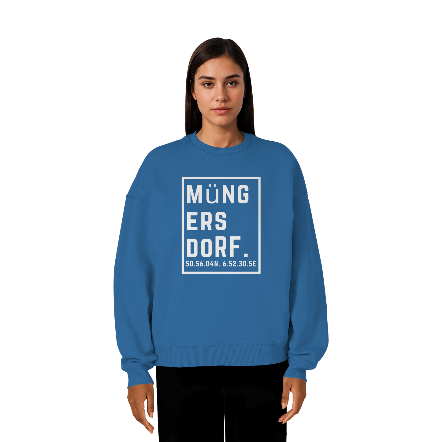 Müngersdorf Koordinaten (großer Druck auf der Brust) - Organic Oversize Sweatshirt