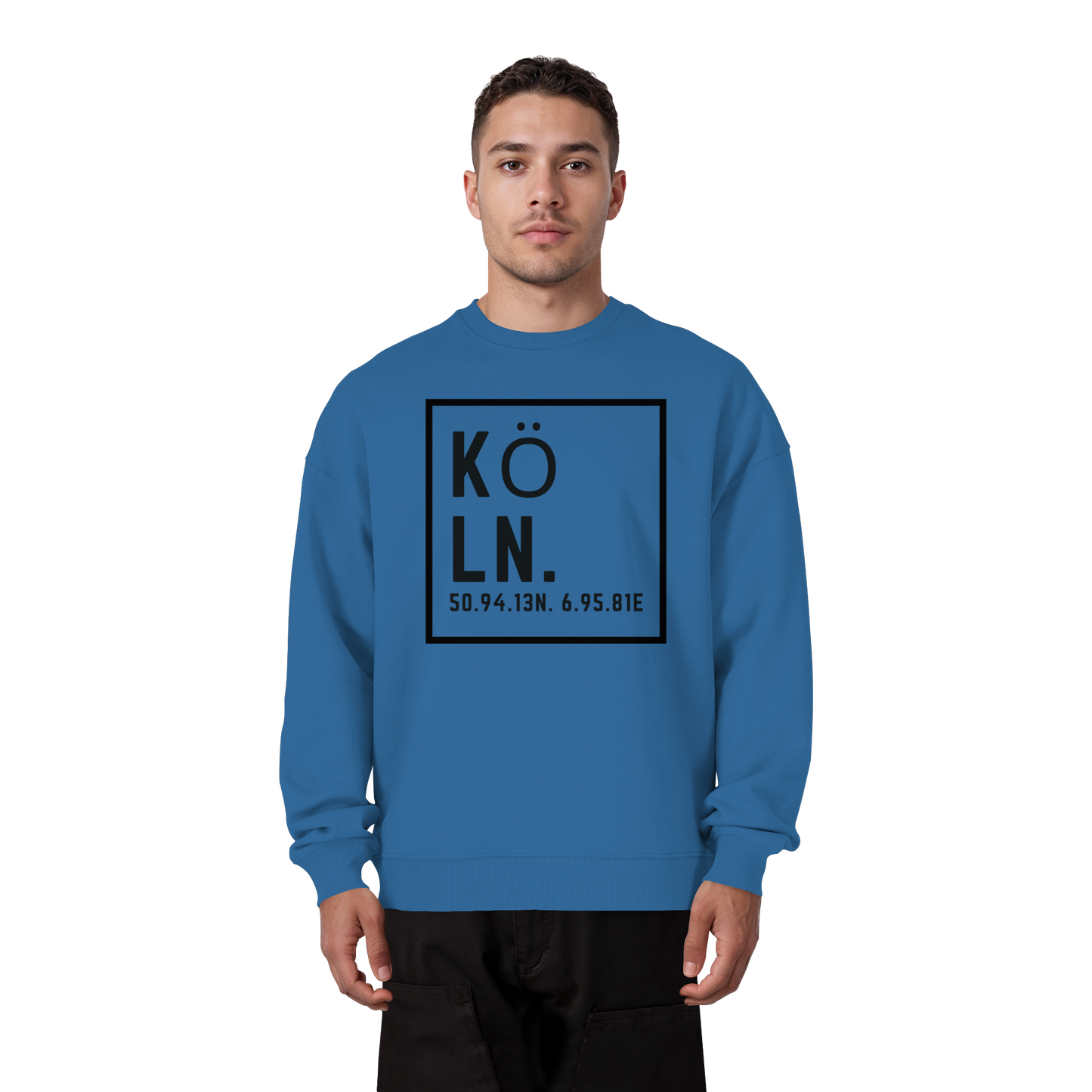 Köln Koordinaten (großer Druck auf der Brust) - Organic Oversize Sweatshirt