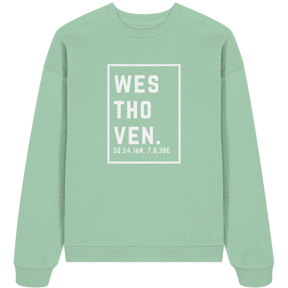 Westhoven Koordinaten (großer Druck auf der Brust) - Organic Oversize Sweatshirt