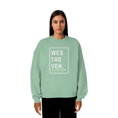 Westhoven Koordinaten (großer Druck auf der Brust) - Organic Oversize Sweatshirt