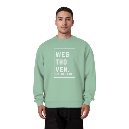 Westhoven Koordinaten (großer Druck auf der Brust) - Organic Oversize Sweatshirt