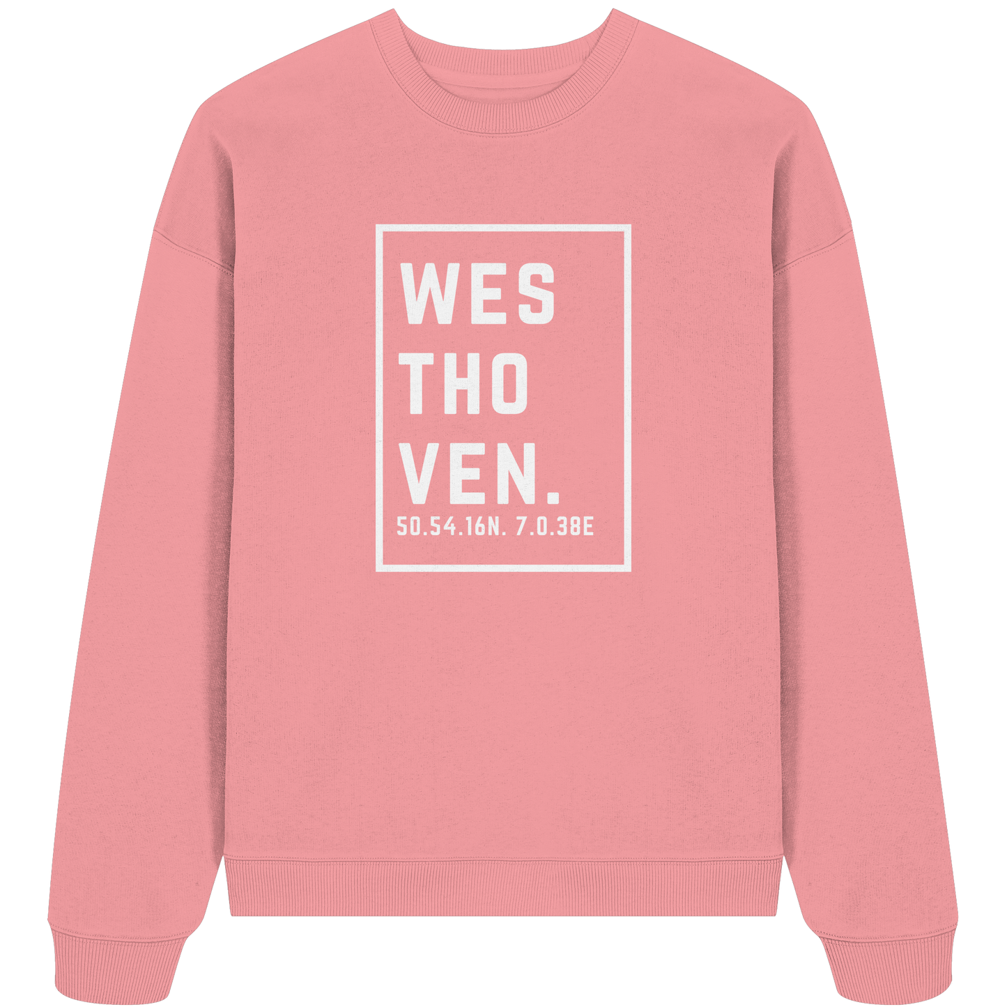 Westhoven Koordinaten (großer Druck auf der Brust) - Organic Oversize Sweatshirt