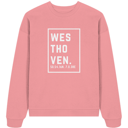 Westhoven Koordinaten (großer Druck auf der Brust) - Organic Oversize Sweatshirt