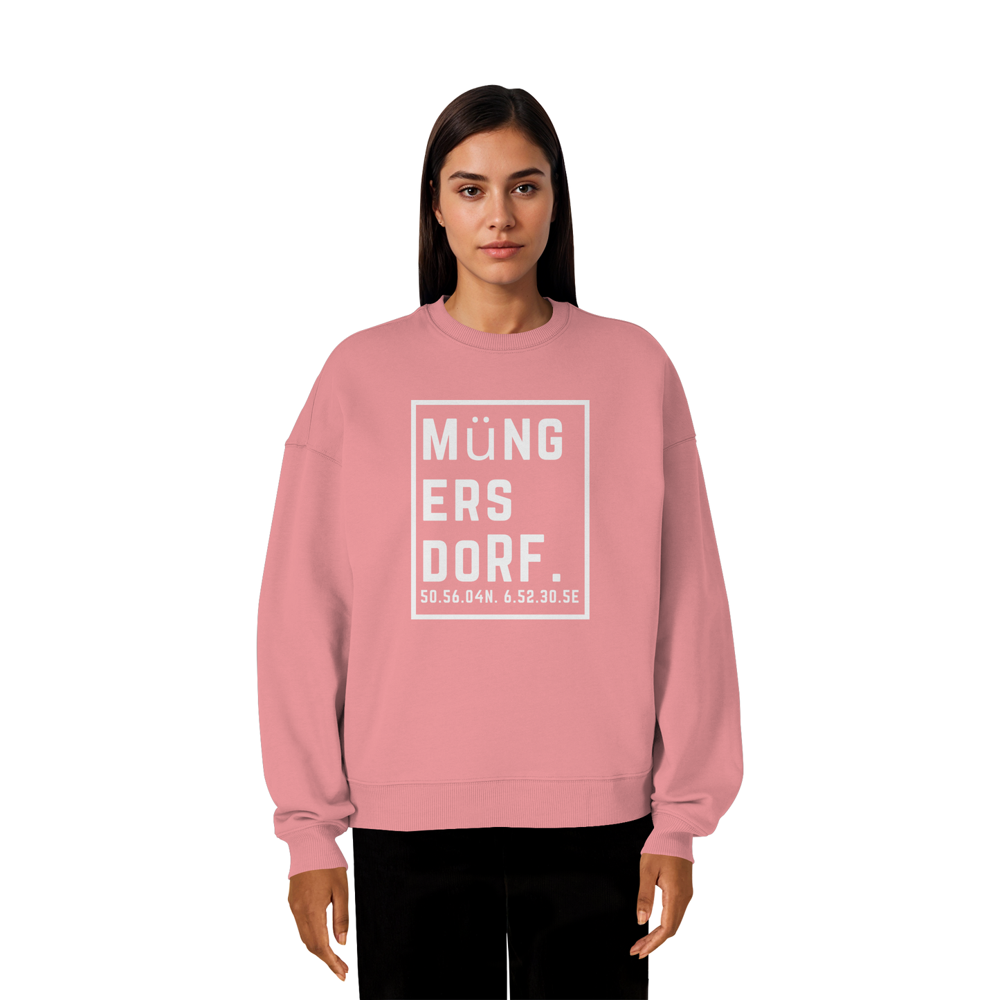 Müngersdorf Koordinaten (großer Druck auf der Brust) - Organic Oversize Sweatshirt