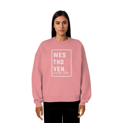 Westhoven Koordinaten (großer Druck auf der Brust) - Organic Oversize Sweatshirt