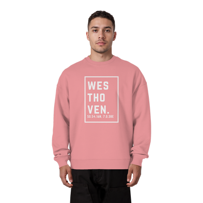 Westhoven Koordinaten (großer Druck auf der Brust) - Organic Oversize Sweatshirt
