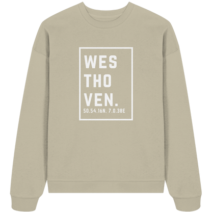 Westhoven Koordinaten (großer Druck auf der Brust) - Organic Oversize Sweatshirt