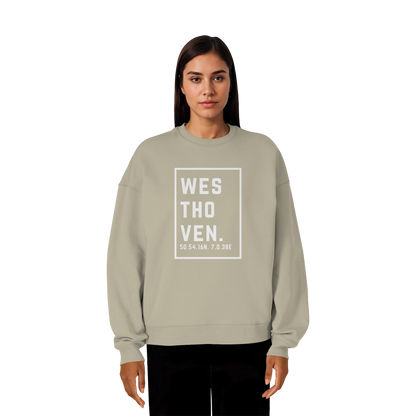 Westhoven Koordinaten (großer Druck auf der Brust) - Organic Oversize Sweatshirt