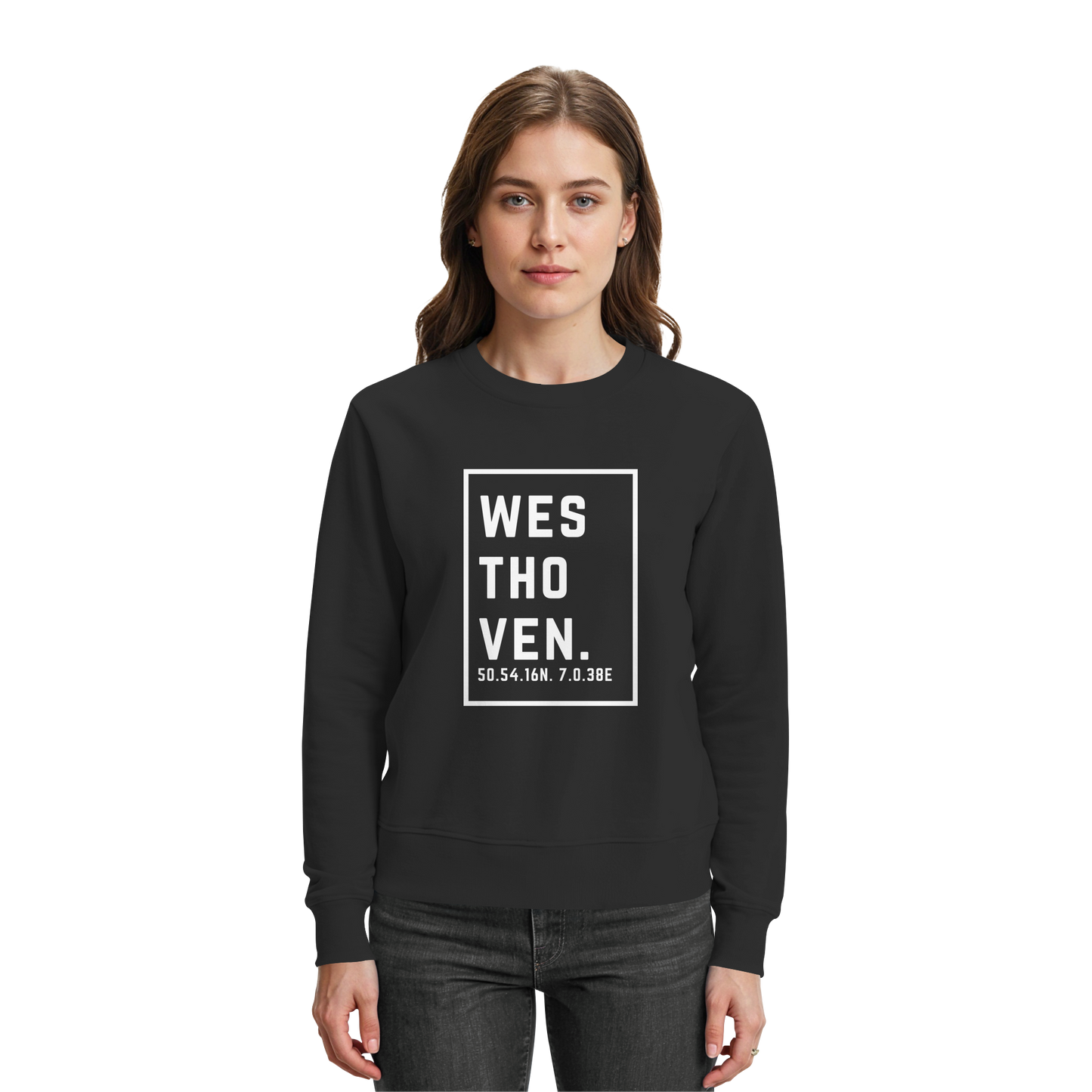 Westhoven Koordinaten (großer Druck auf der Brust) - Premium Sweatshirt
