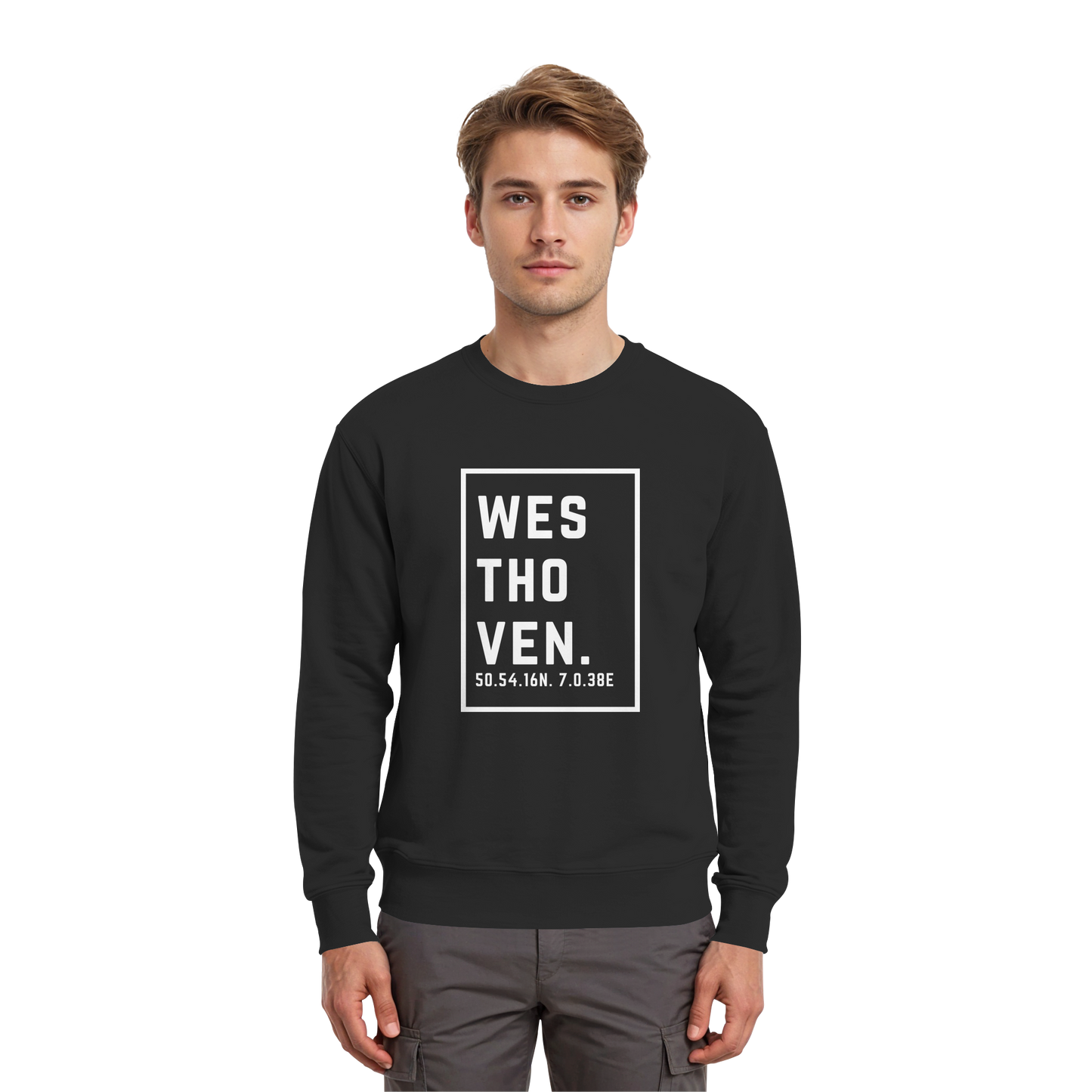 Westhoven Koordinaten (großer Druck auf der Brust) - Premium Sweatshirt