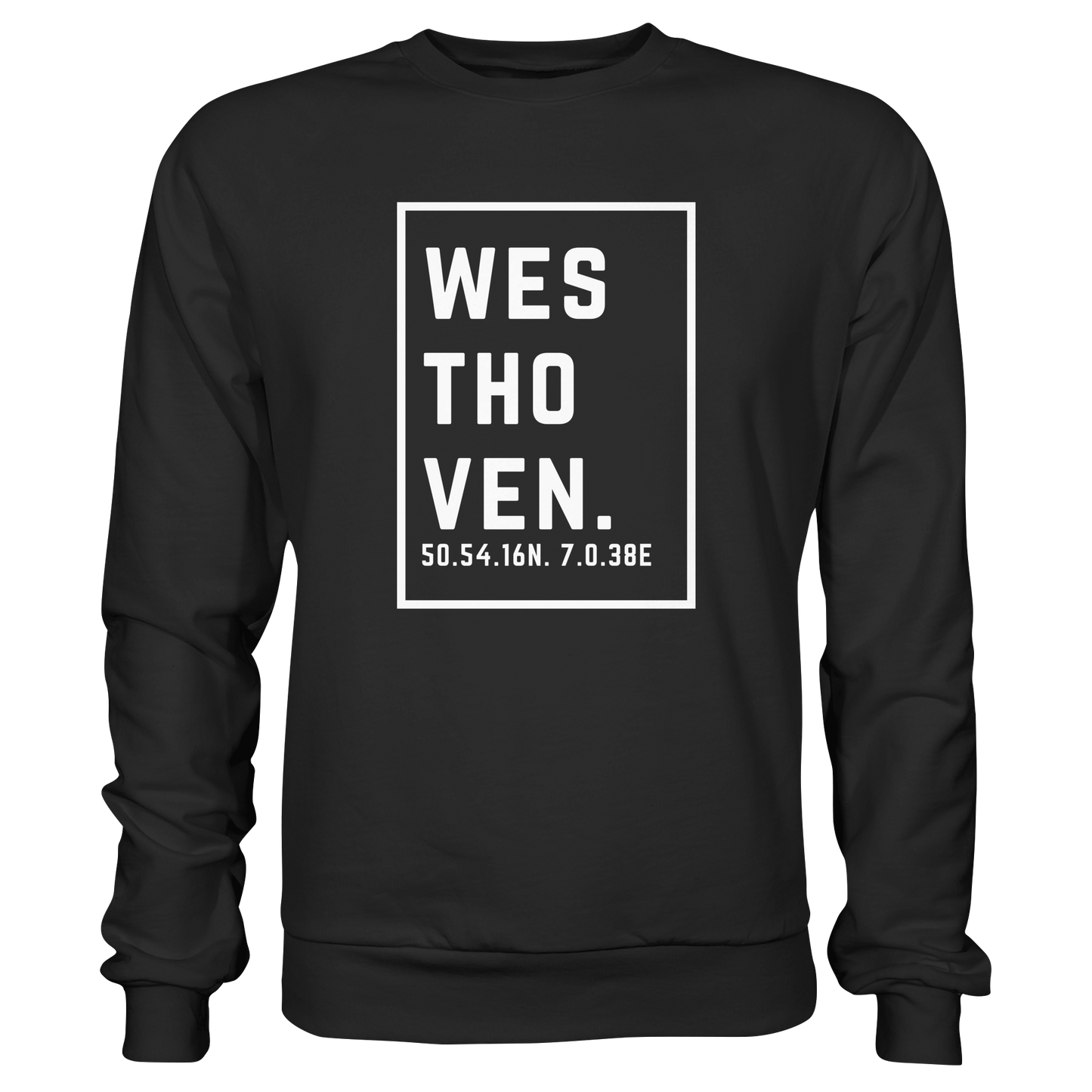 Westhoven Koordinaten (großer Druck auf der Brust) - Premium Sweatshirt