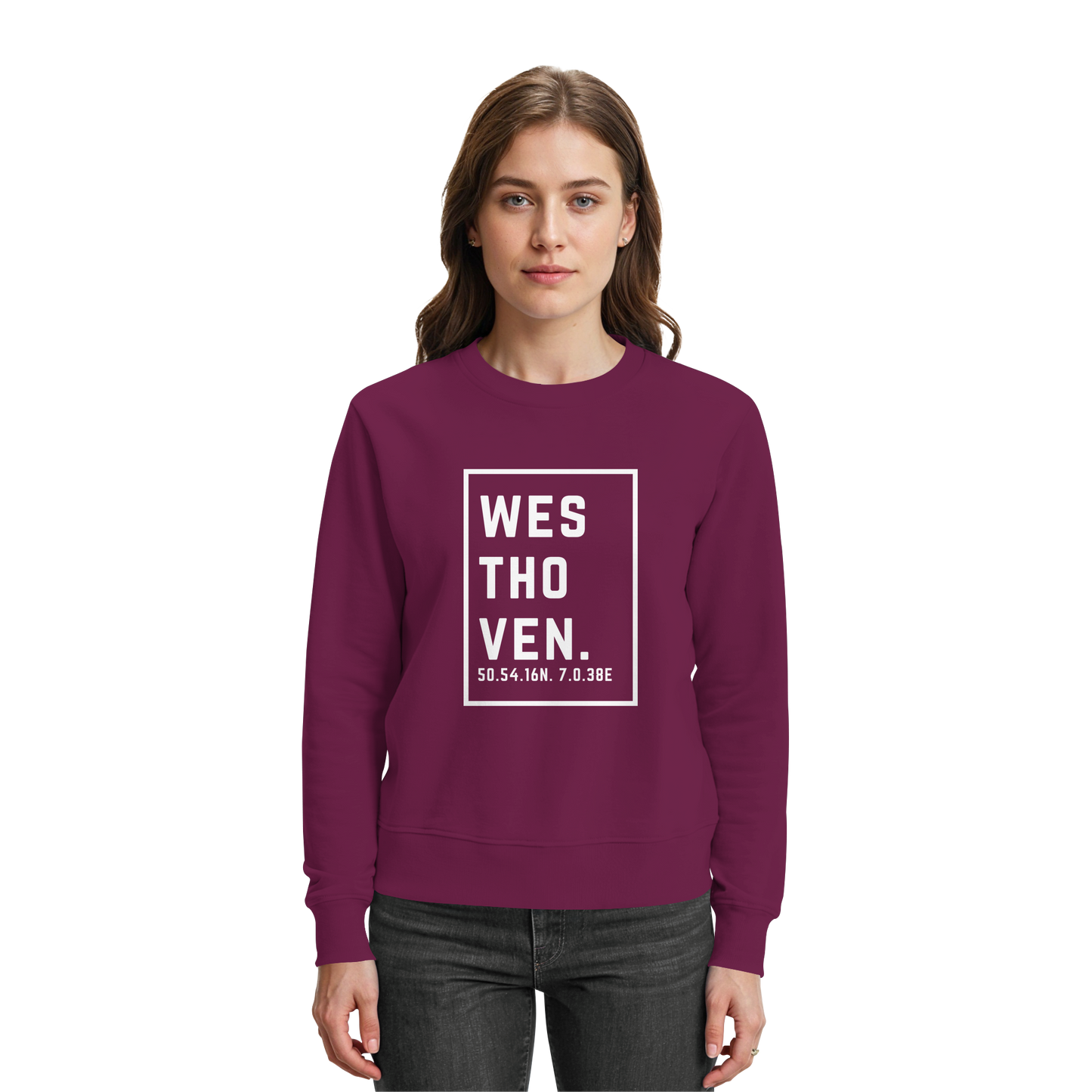 Westhoven Koordinaten (großer Druck auf der Brust) - Premium Sweatshirt