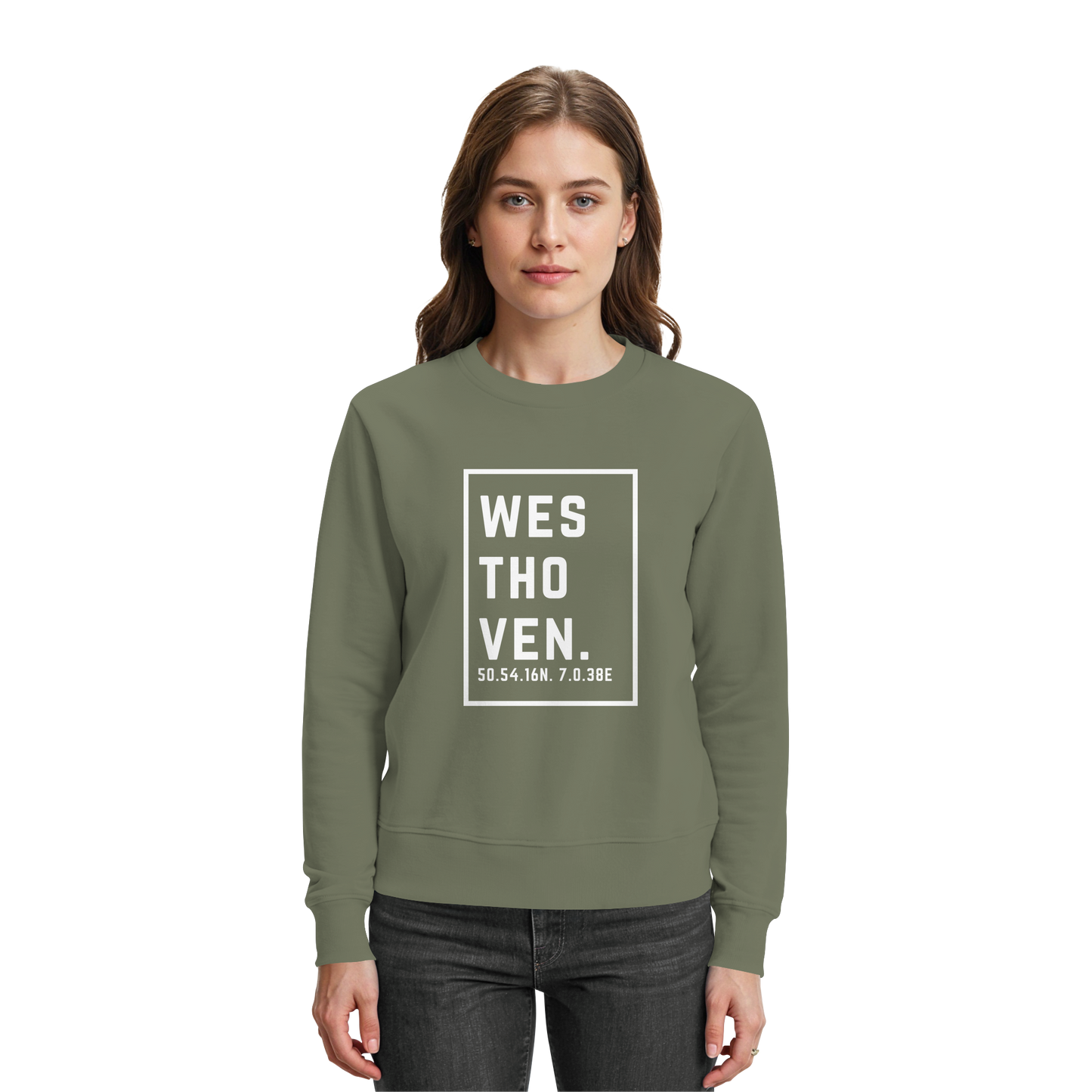 Westhoven Koordinaten (großer Druck auf der Brust) - Premium Sweatshirt