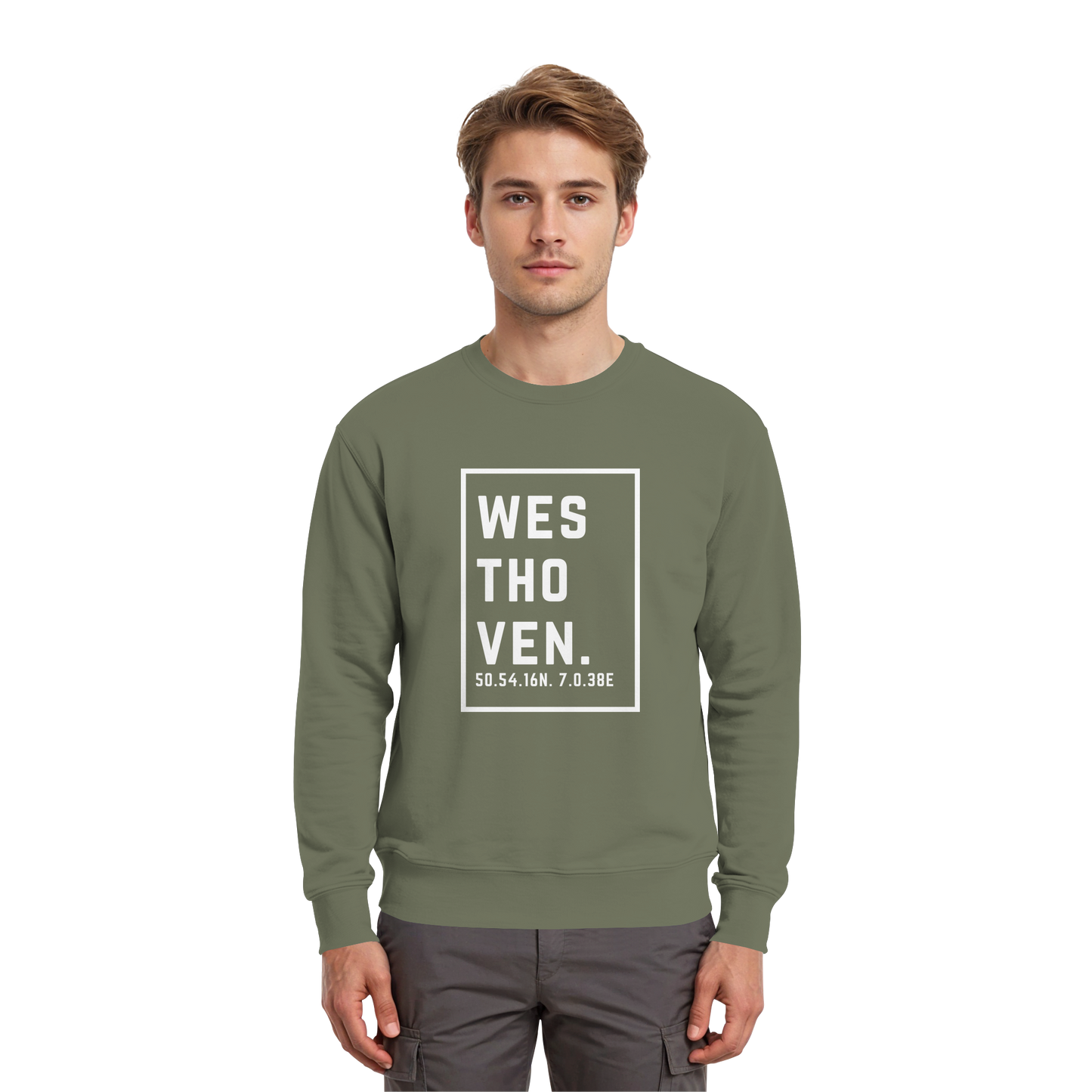 Westhoven Koordinaten (großer Druck auf der Brust) - Premium Sweatshirt