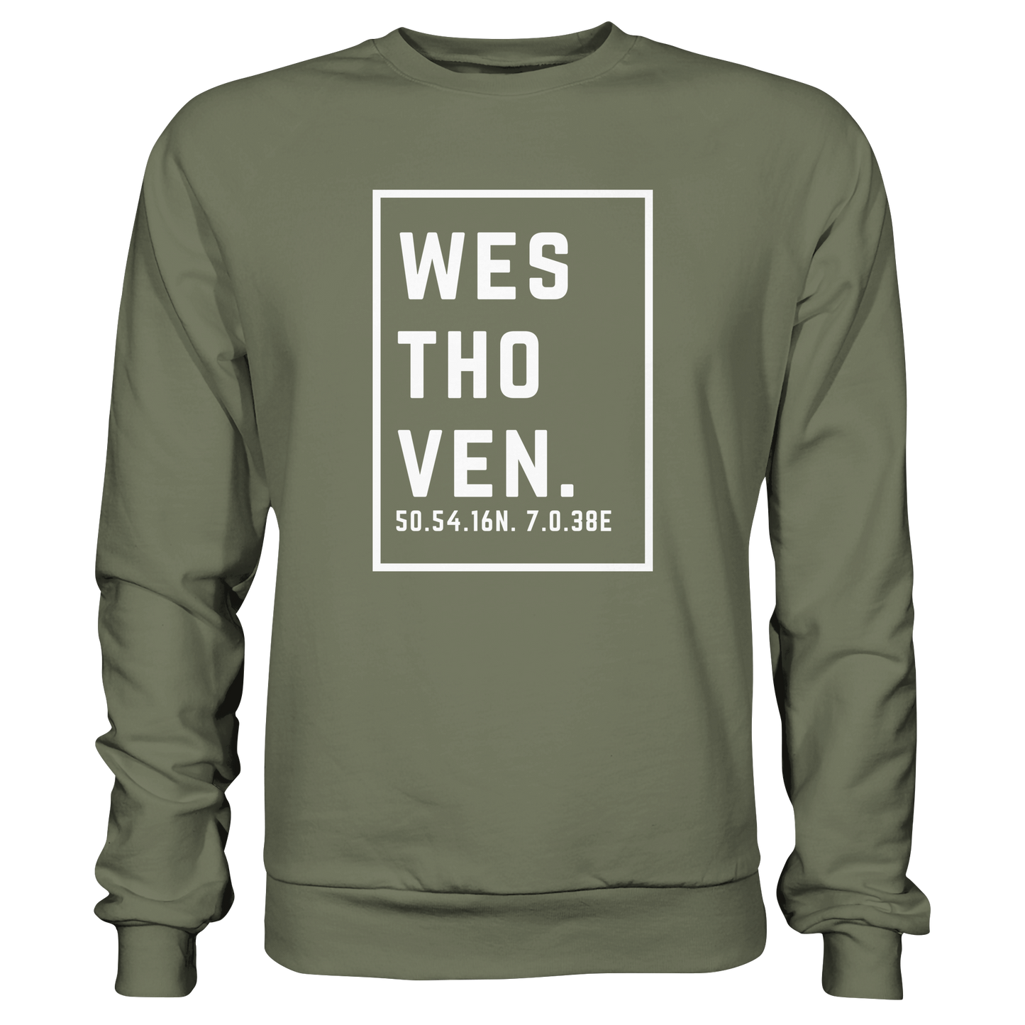 Westhoven Koordinaten (großer Druck auf der Brust) - Premium Sweatshirt