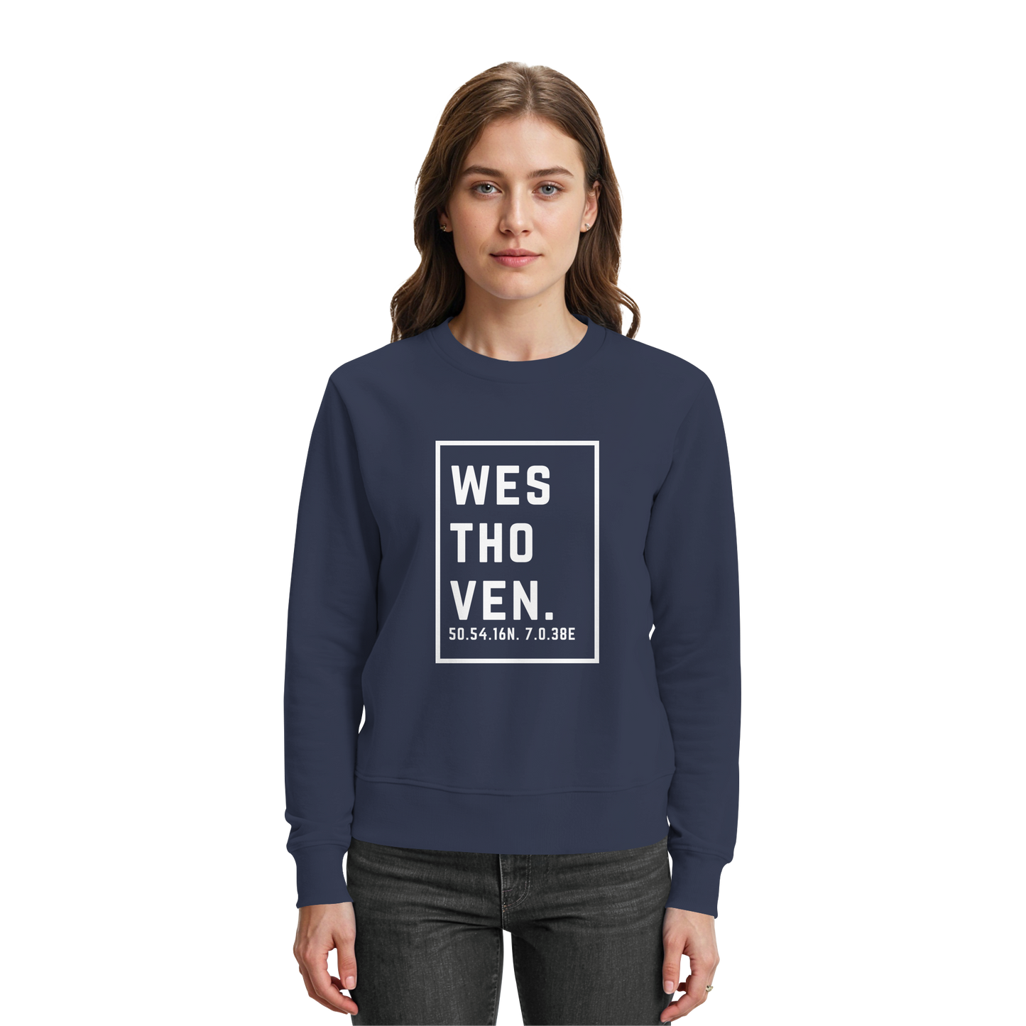 Westhoven Koordinaten (großer Druck auf der Brust) - Premium Sweatshirt