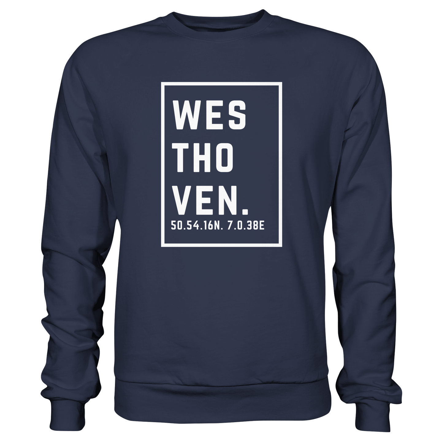 Westhoven Koordinaten (großer Druck auf der Brust) - Premium Sweatshirt