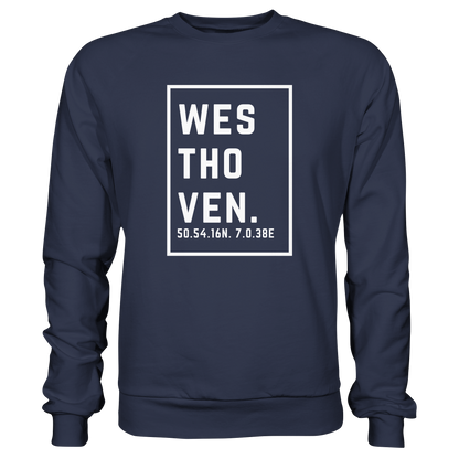 Westhoven Koordinaten (großer Druck auf der Brust) - Premium Sweatshirt