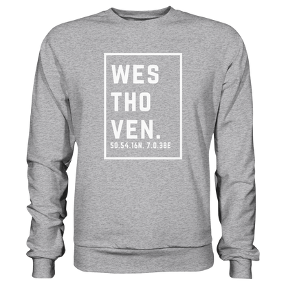 Westhoven Koordinaten (großer Druck auf der Brust) - Premium Sweatshirt