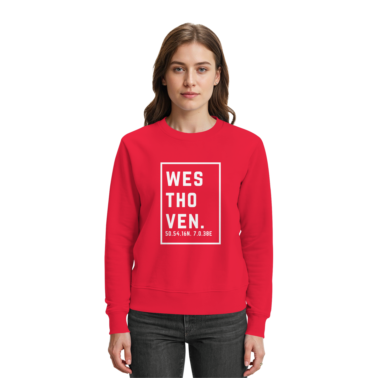 Westhoven Koordinaten (großer Druck auf der Brust) - Premium Sweatshirt