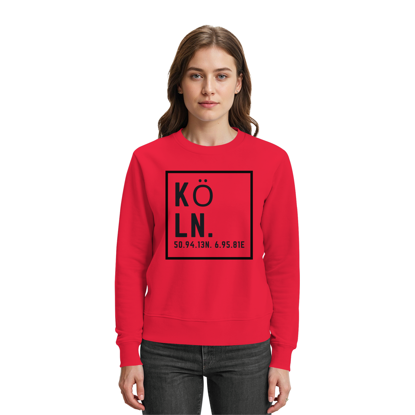 Köln Koordinaten (großer Druck auf der Brust) - Premium Sweatshirt