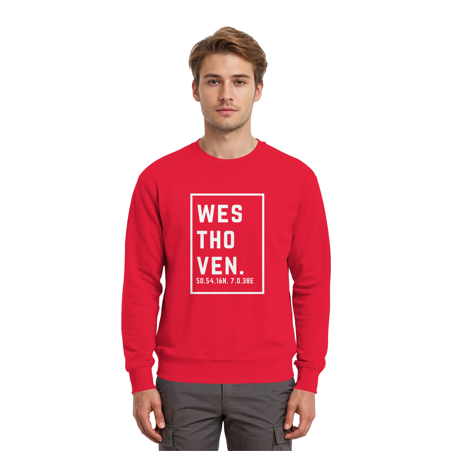 Westhoven Koordinaten (großer Druck auf der Brust) - Premium Sweatshirt