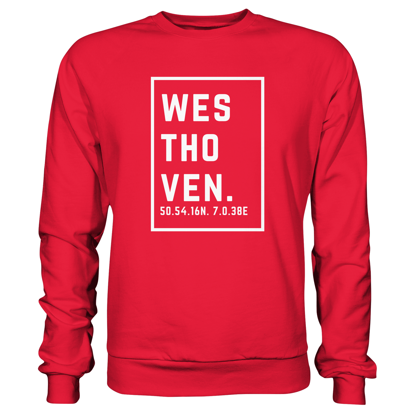 Westhoven Koordinaten (großer Druck auf der Brust) - Premium Sweatshirt