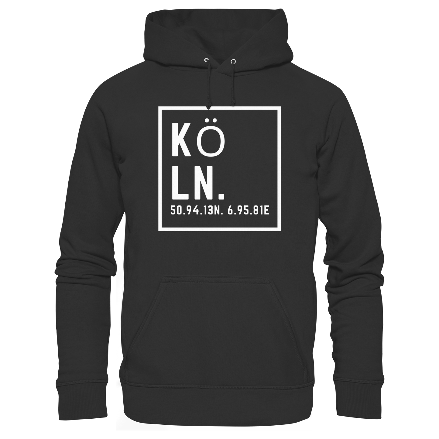 Köln Koordinaten (großer Druck auf der Brust) - Premium Unisex Hoodie