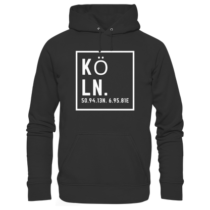 Köln Koordinaten (großer Druck auf der Brust) - Premium Unisex Hoodie