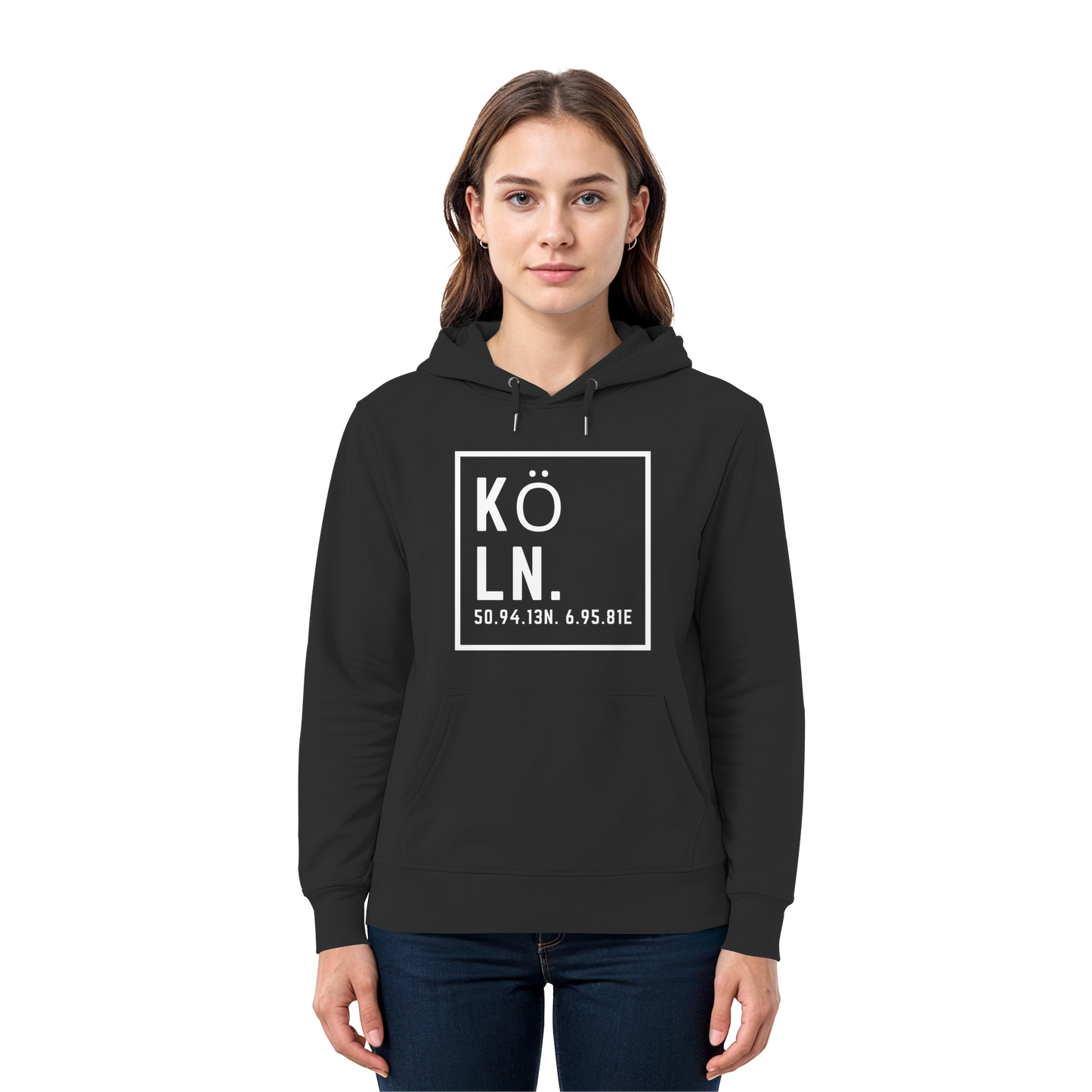 Köln Koordinaten (großer Druck auf der Brust) - Premium Unisex Hoodie
