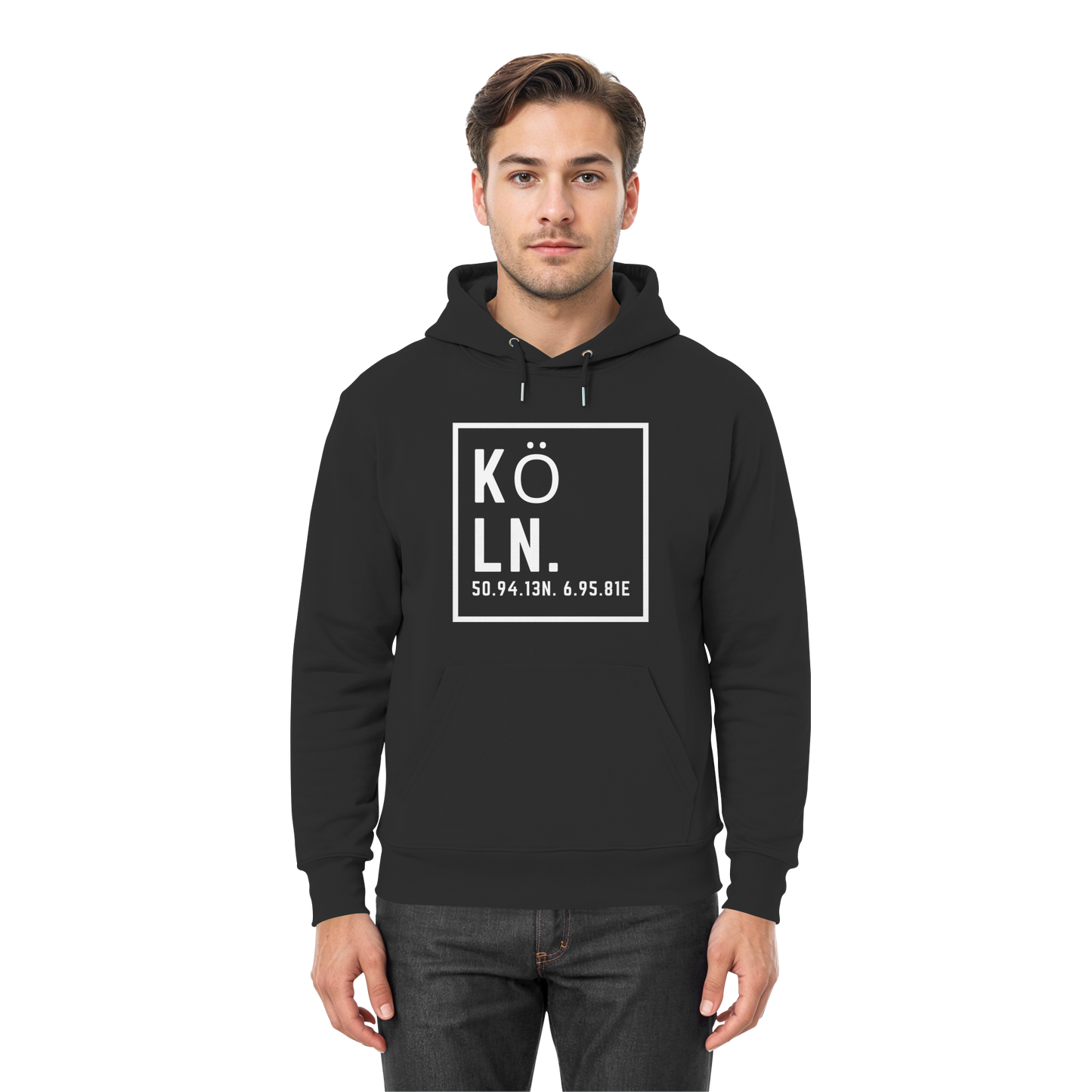 Köln Koordinaten (großer Druck auf der Brust) - Premium Unisex Hoodie