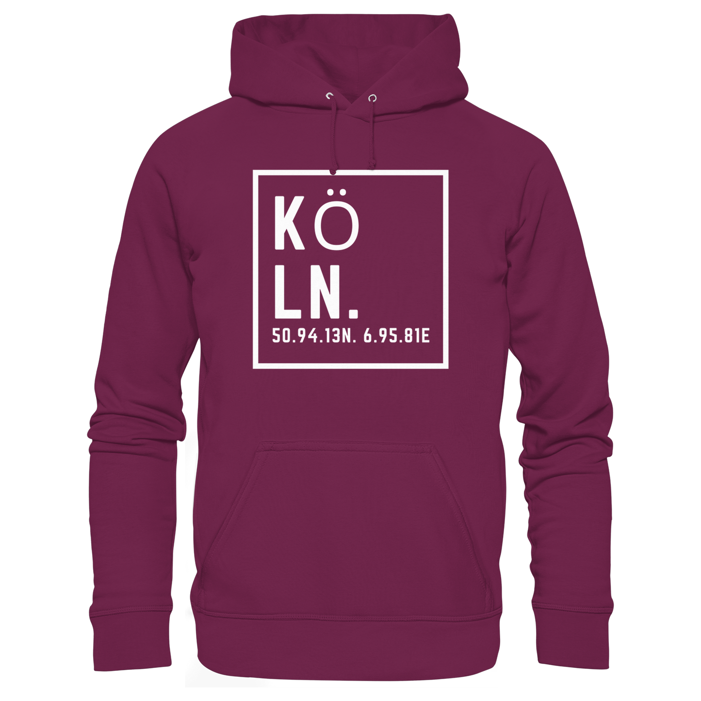 Köln Koordinaten (großer Druck auf der Brust) - Premium Unisex Hoodie