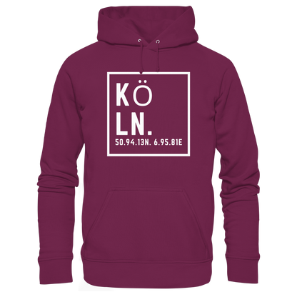 Köln Koordinaten (großer Druck auf der Brust) - Premium Unisex Hoodie