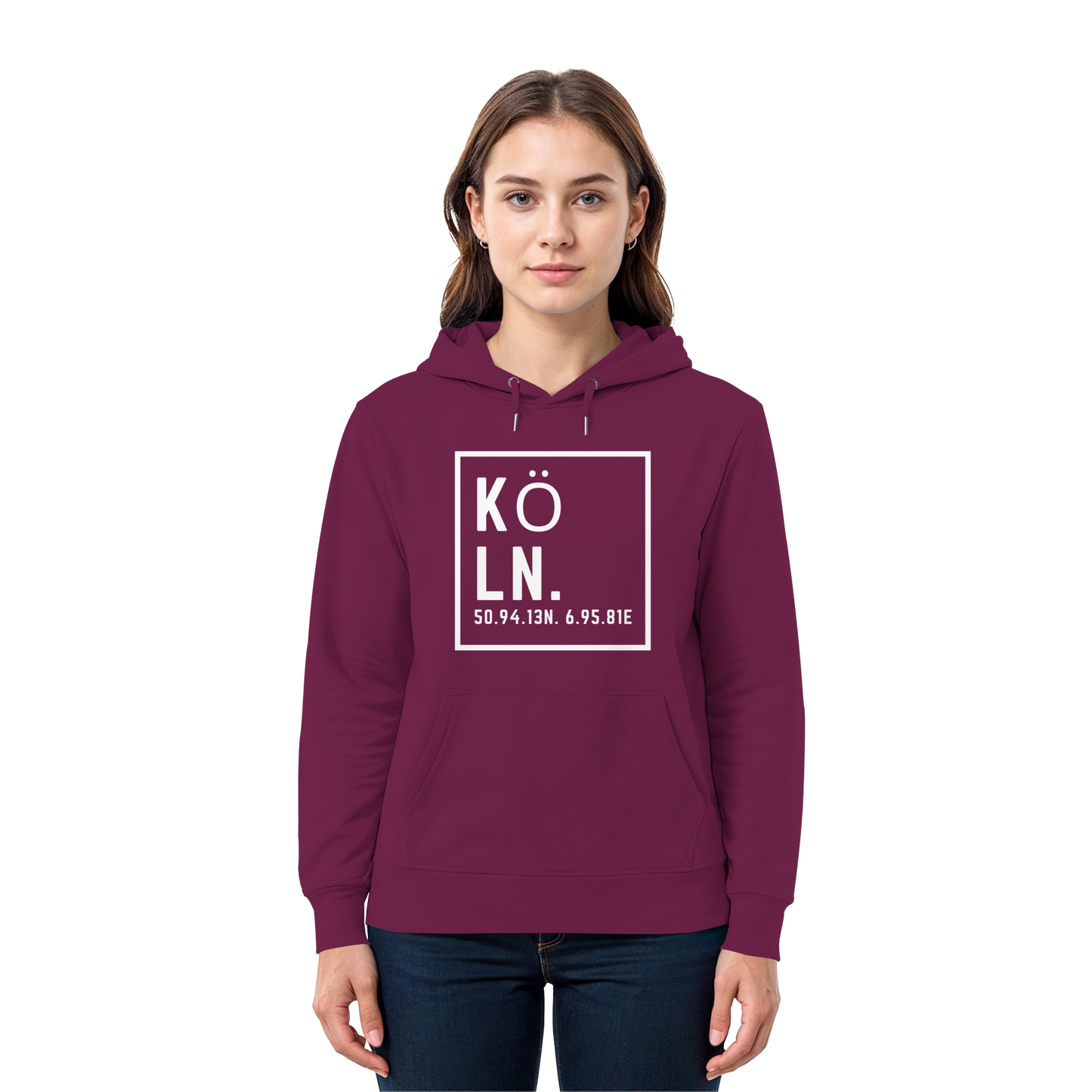 Köln Koordinaten (großer Druck auf der Brust) - Premium Unisex Hoodie