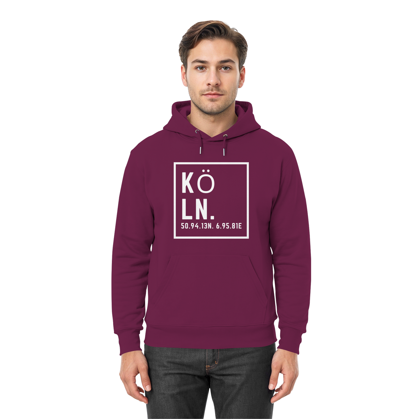 Köln Koordinaten (großer Druck auf der Brust) - Premium Unisex Hoodie