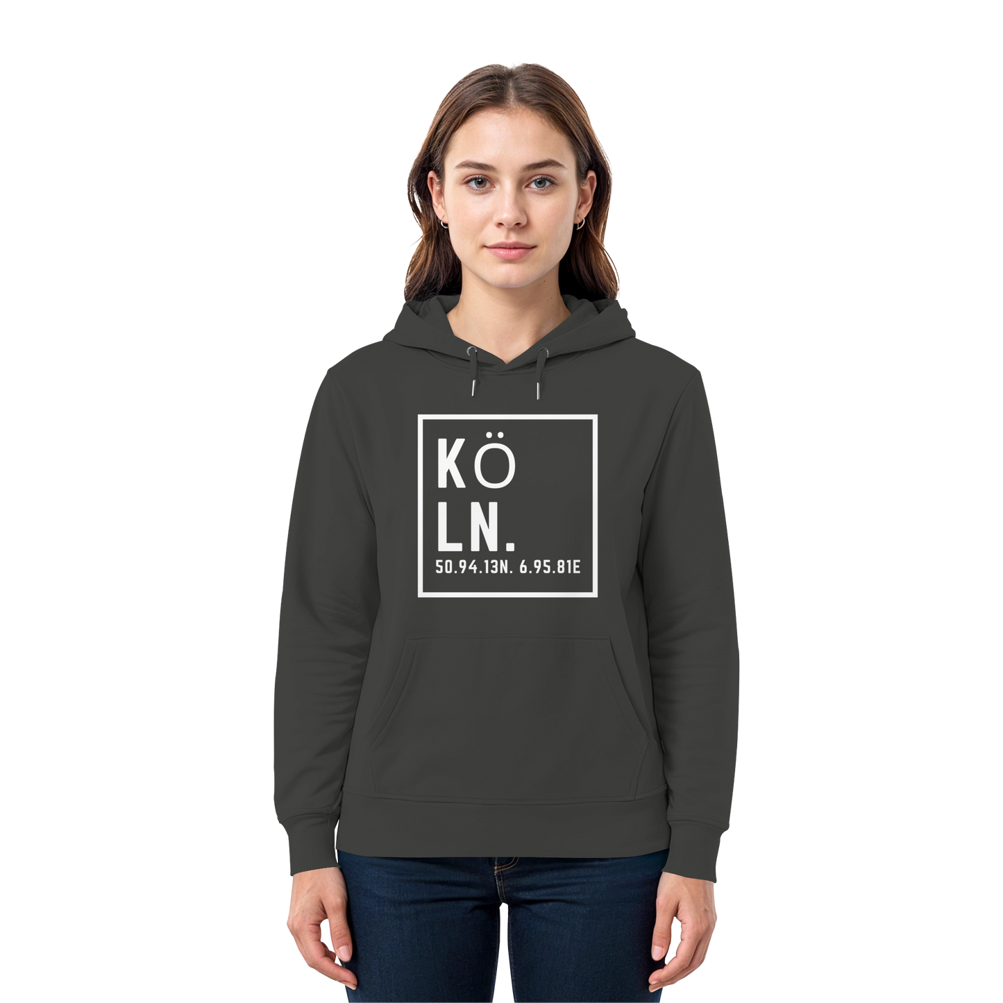 Köln Koordinaten (großer Druck auf der Brust) - Premium Unisex Hoodie