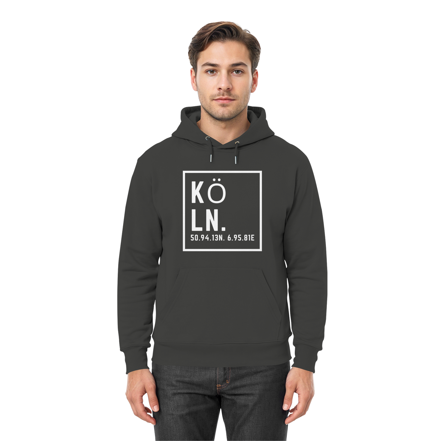 Köln Koordinaten (großer Druck auf der Brust) - Premium Unisex Hoodie