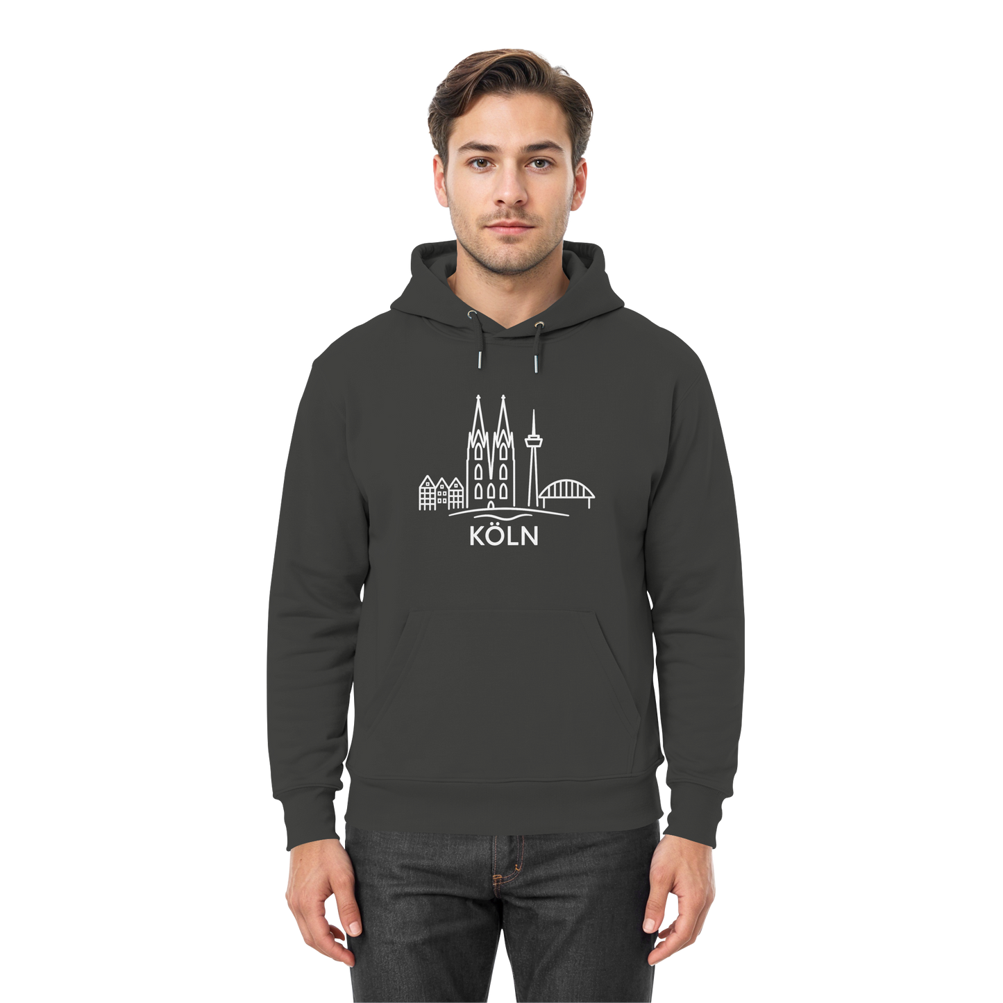 Köln Skyline (großer Druck auf der Brust) - Premium Unisex Hoodie