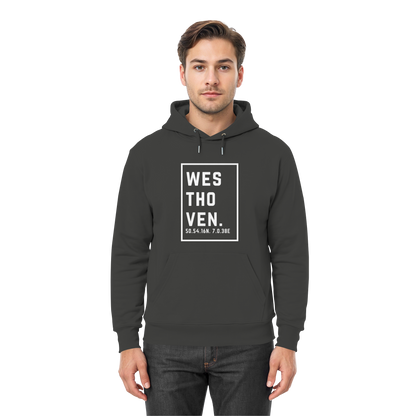 Westhoven Koordinaten (großer Druck auf der Brust) - Premium Unisex Hoodie
