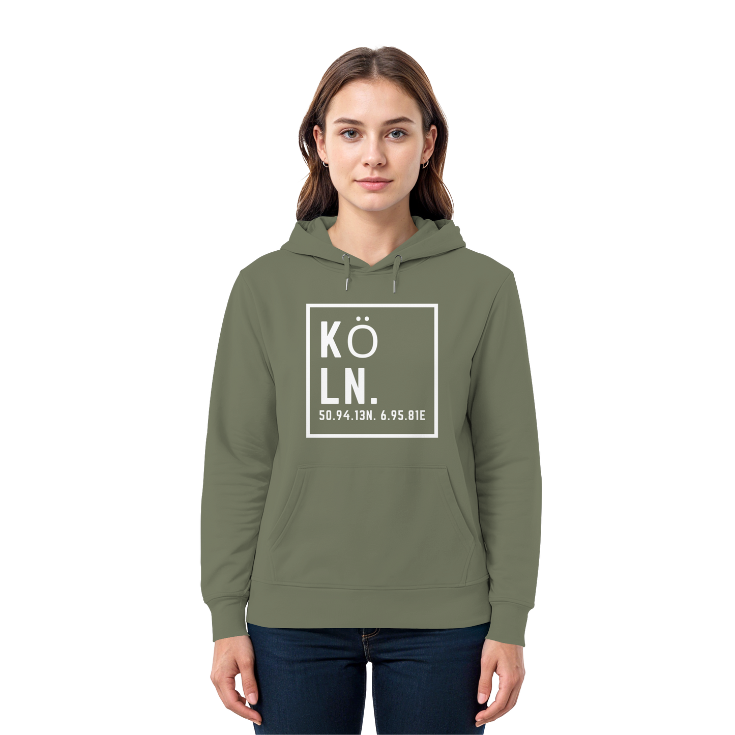 Köln Koordinaten (großer Druck auf der Brust) - Premium Unisex Hoodie