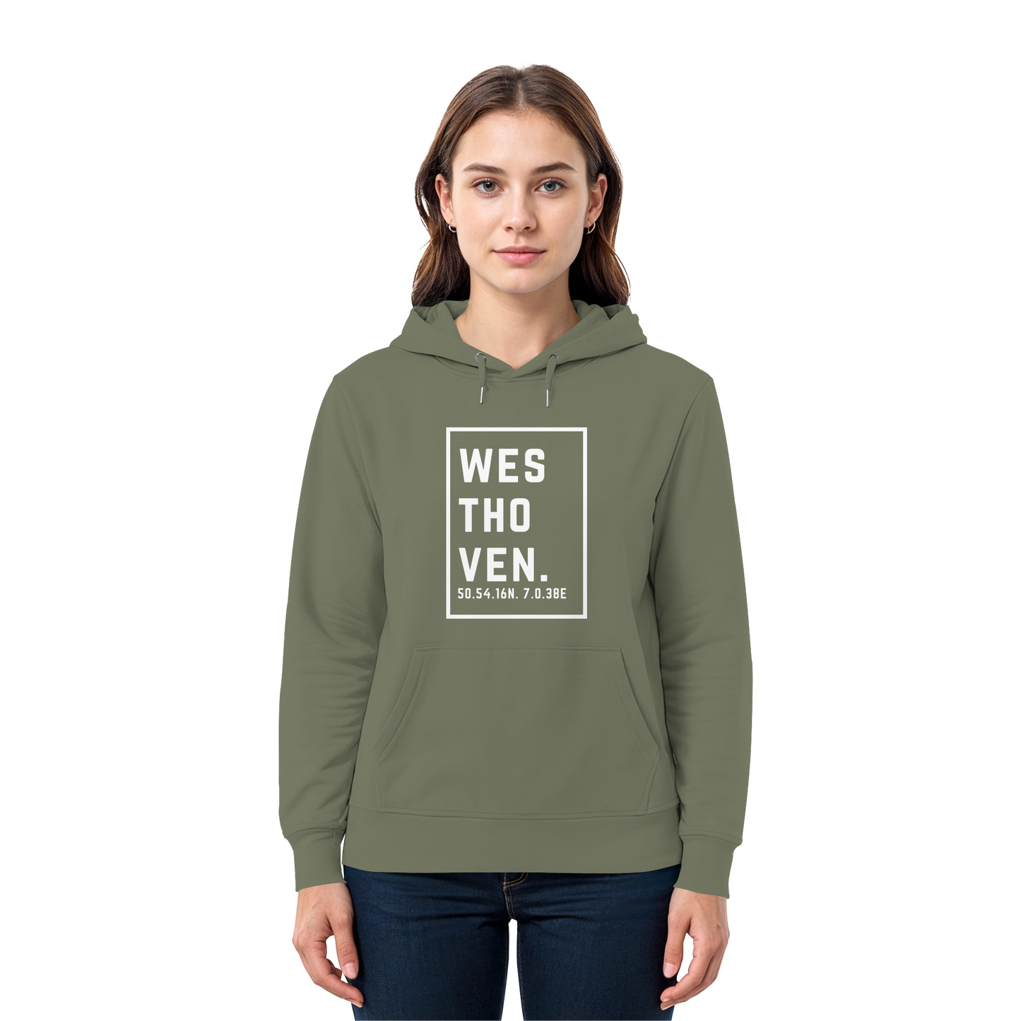 Westhoven Koordinaten (großer Druck auf der Brust) - Premium Unisex Hoodie