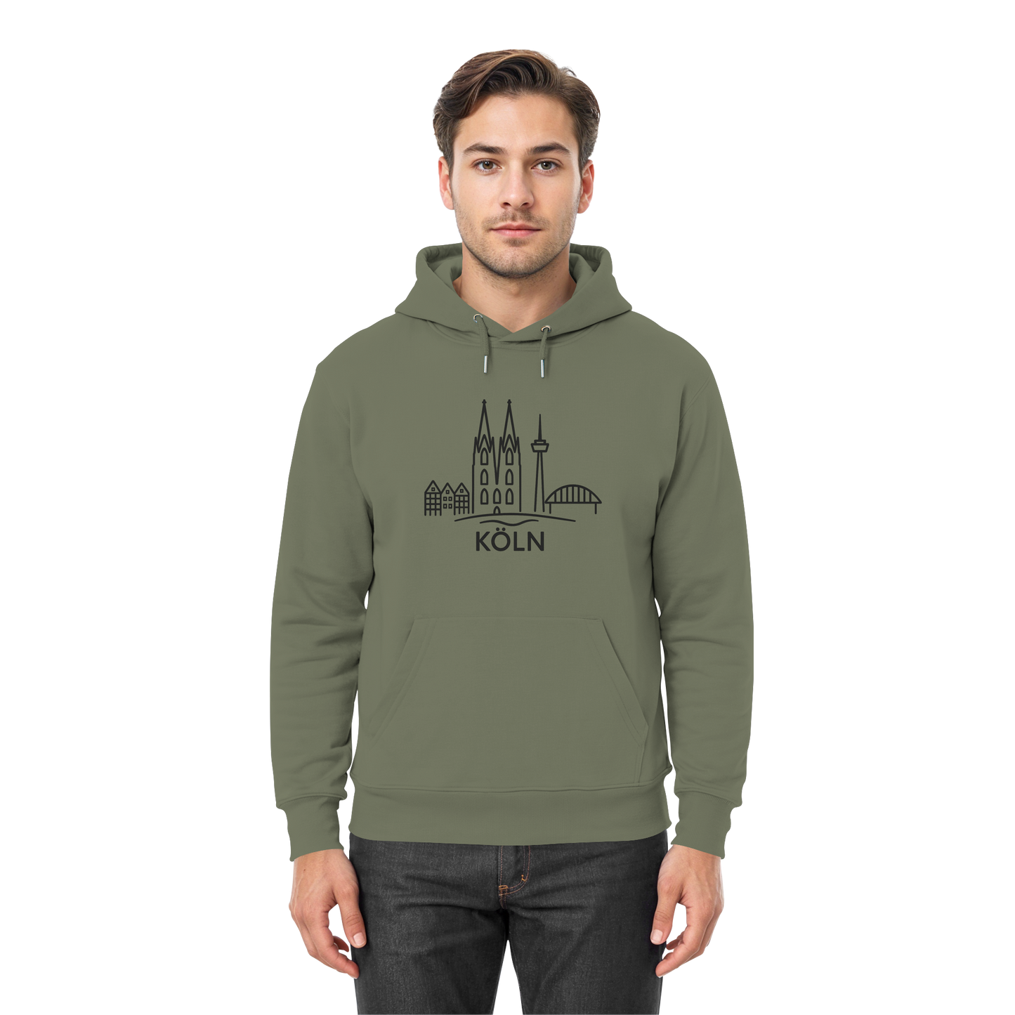 Köln Skyline (großer Druck auf der Brust) - Premium Unisex Hoodie