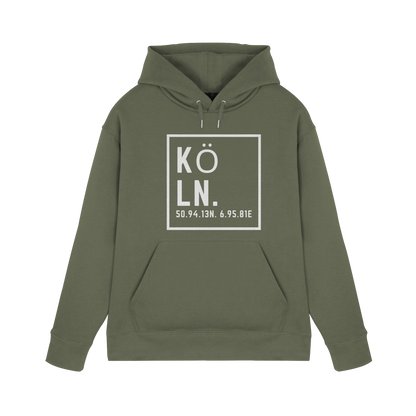 Köln Koordinaten (großer Druck auf der Brust) - Premium Unisex Hoodie