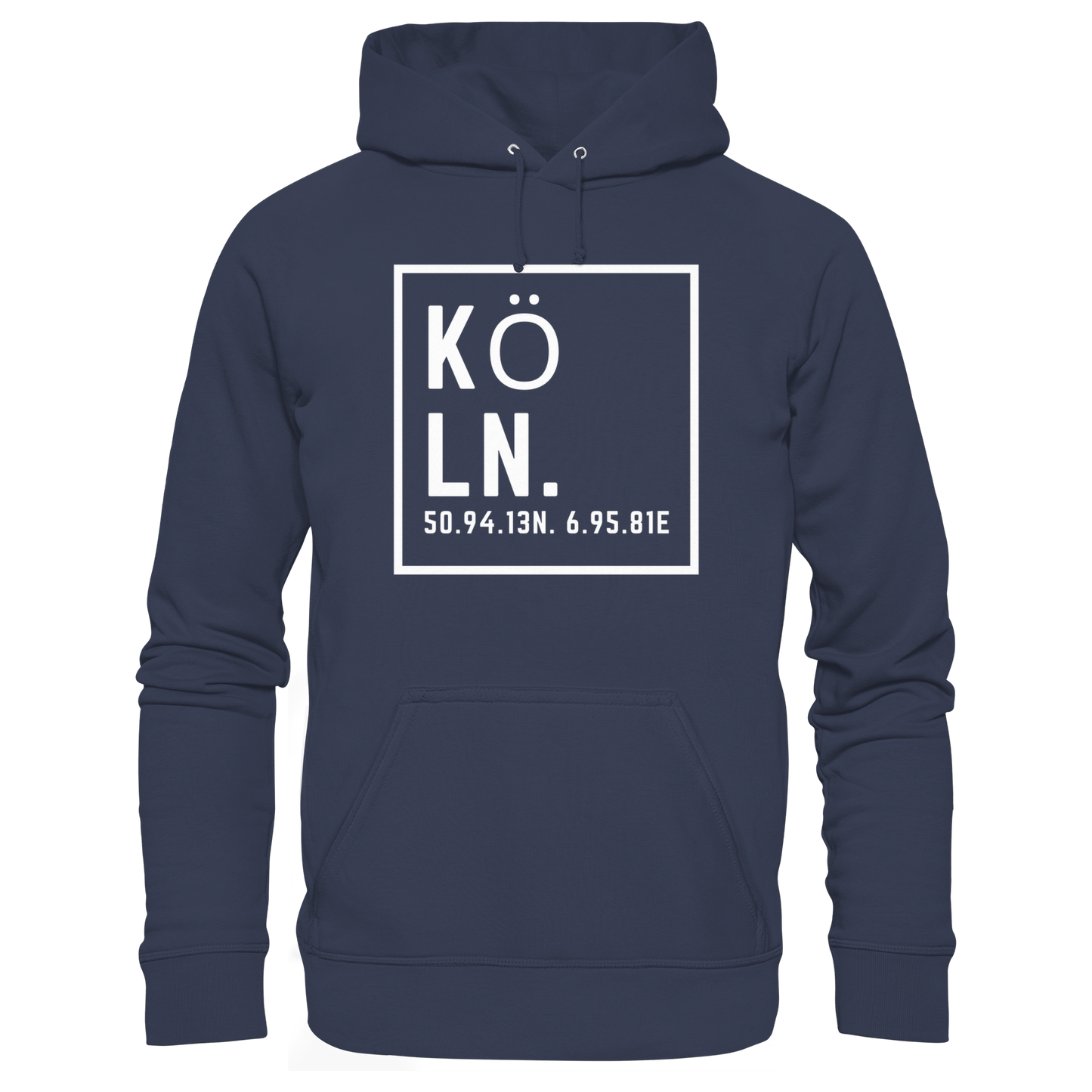Köln Koordinaten (großer Druck auf der Brust) - Premium Unisex Hoodie