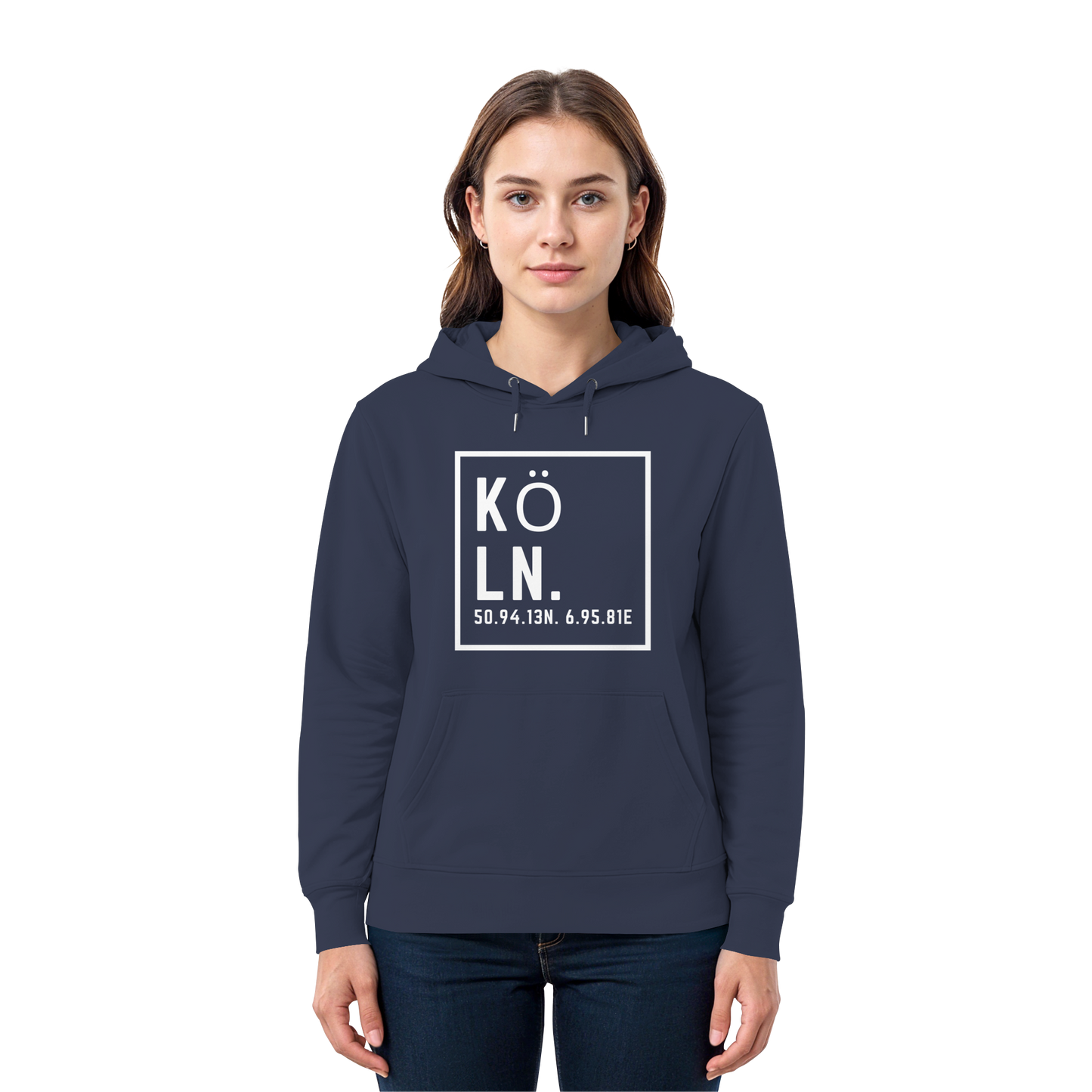 Köln Koordinaten (großer Druck auf der Brust) - Premium Unisex Hoodie