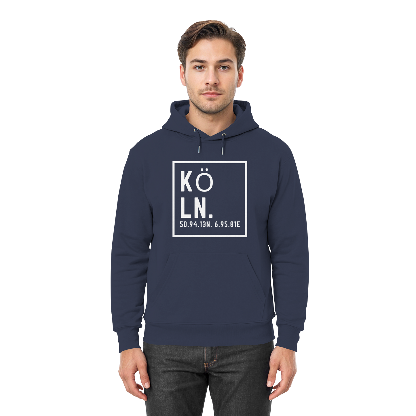 Köln Koordinaten (großer Druck auf der Brust) - Premium Unisex Hoodie